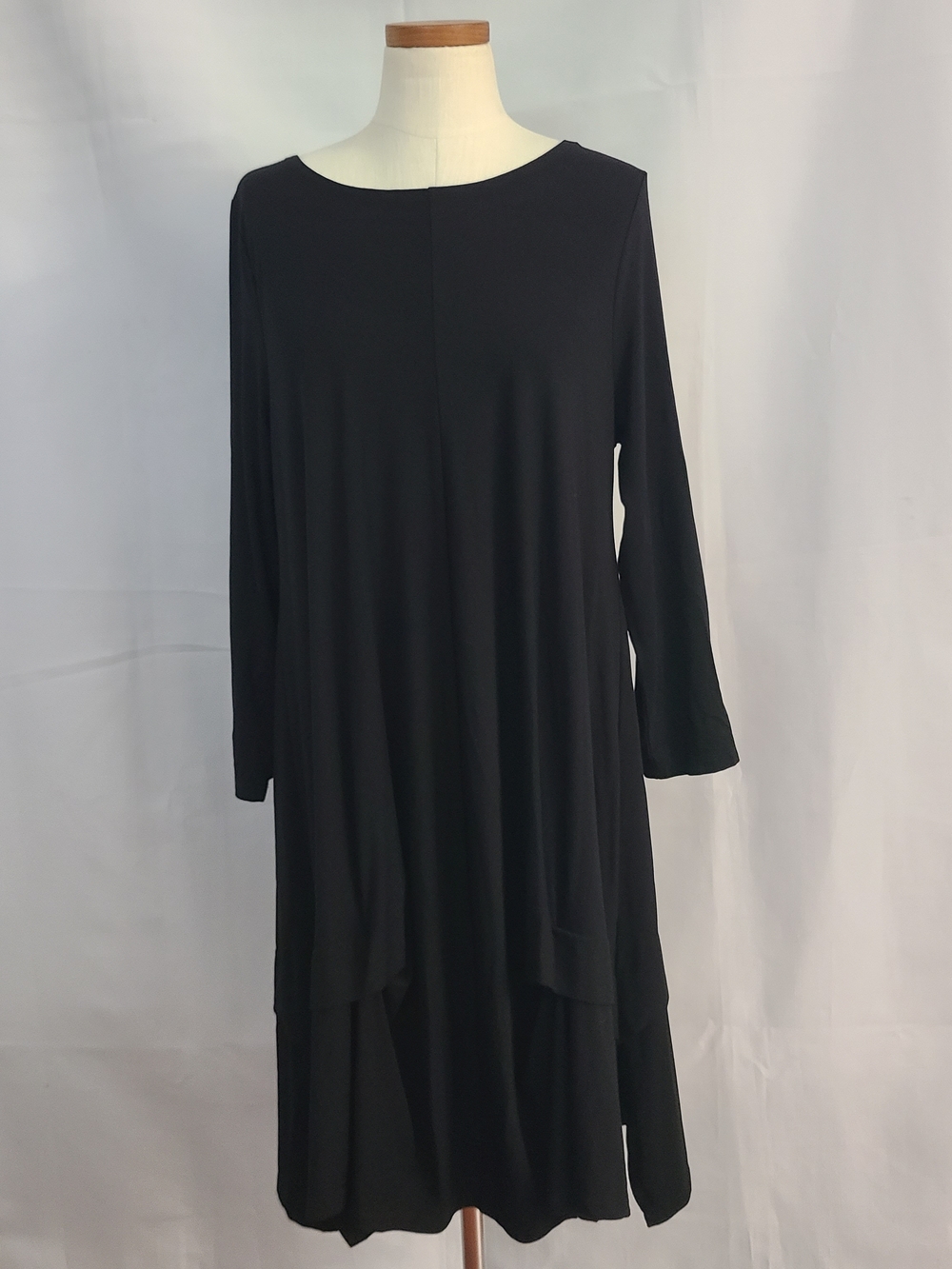 Habitat Sz M Black Lagenlook Stretchy Long Sleeves Neutral Pull Over Dress
